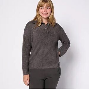 Barefoot Dreams NEW Carbon Grey CozyChic Lite Pinched Seam Pullover